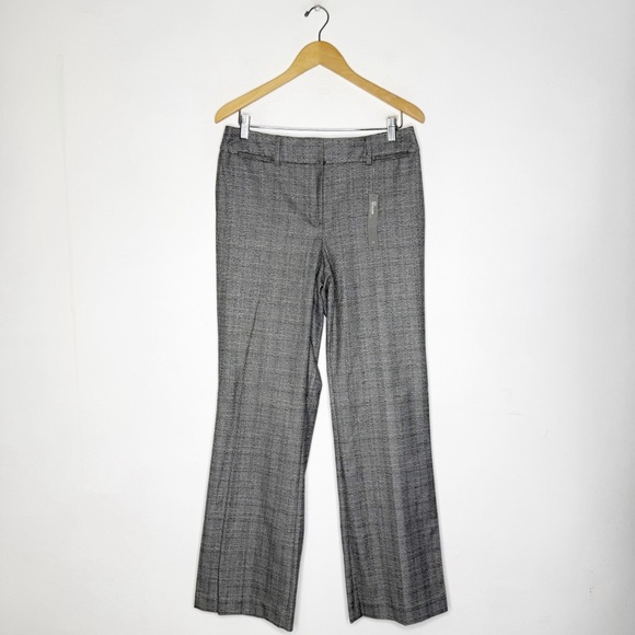Loft Julie Plaid Gray Women's Pants Stretch Straight Leg Trousers Size 6 NWT - Picture 1 of 8